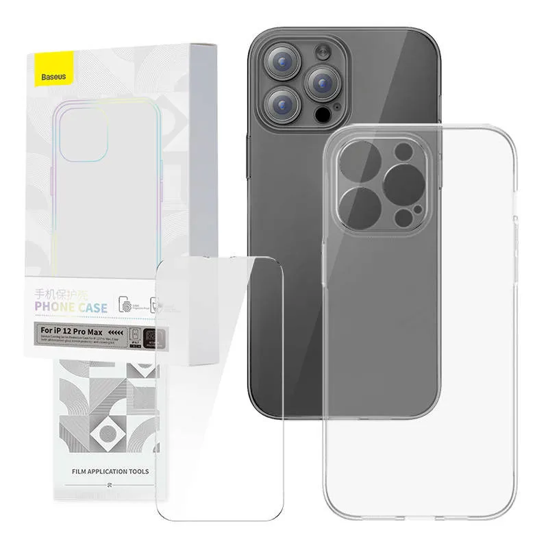 Läbipaistev ümbris ja karastatud klaasikomplekt Baseus Corning iPhone 12 Pro Max universaalne