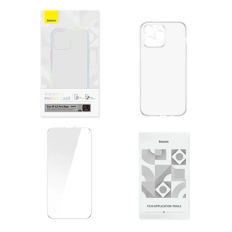 Läbipaistev ümbris ja karastatud klaasikomplekt Baseus Corning iPhone 12 Pro Max universaalne