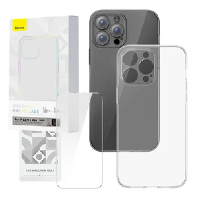 Läbipaistev ümbris ja karastatud klaasikomplekt Baseus Corning iPhone 12 Pro Max universaalne