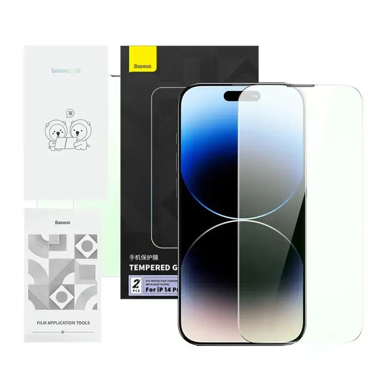 Temperedklaas silmade kaitsefiltriga Baseus Crystal Series iPhone 14 PRO universaalne