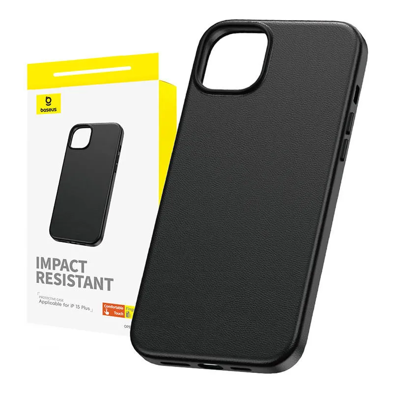 iPhone 15 Plus Baseus Fauxther seeria (Must) universaalne telefonikott
