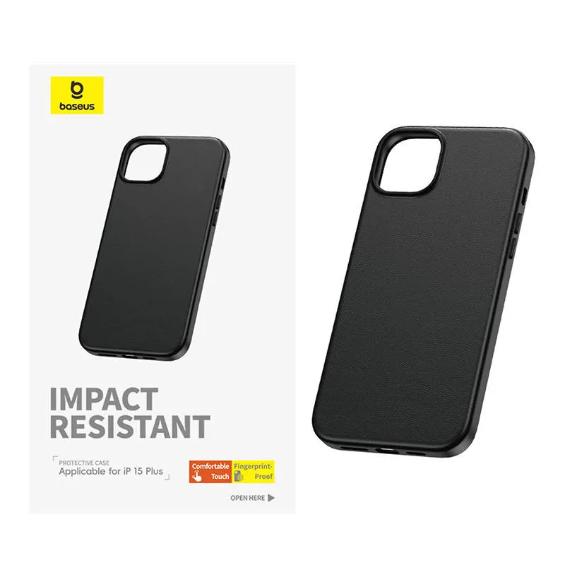 iPhone 15 Plus Baseus Fauxther seeria (Must) universaalne telefonikott