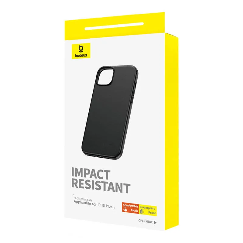 iPhone 15 Plus Baseus Fauxther seeria (Must) universaalne telefonikott