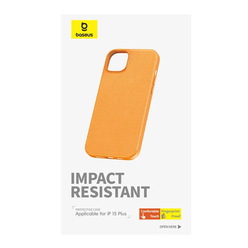 iPhone 15 Plus Baseus Fauxther seeria (Oranž) universaalne telefonikott