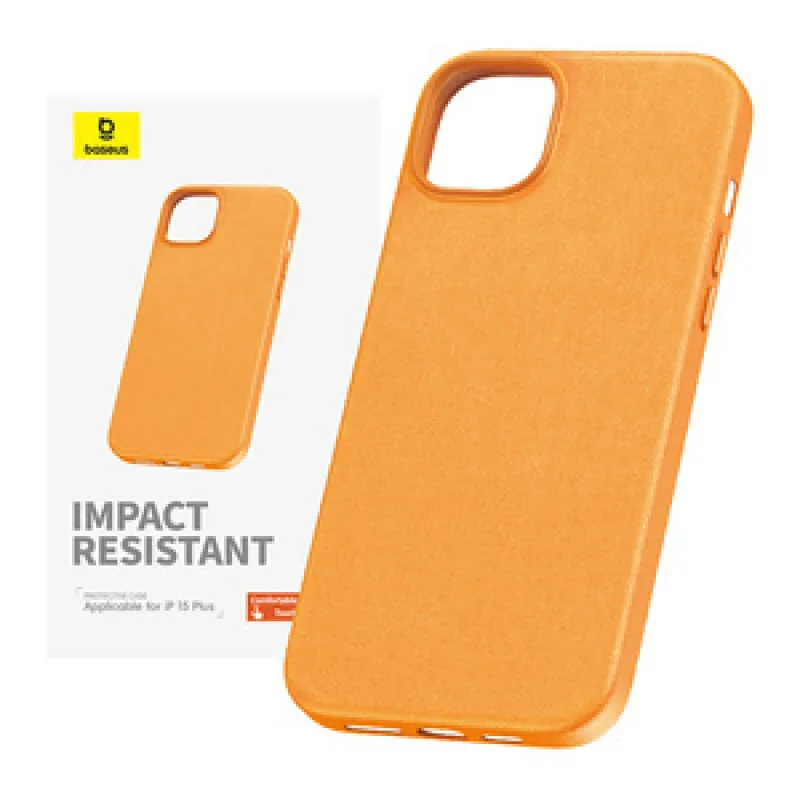 iPhone 15 Plus Baseus Fauxther seeria (Oranž) universaalne telefonikott