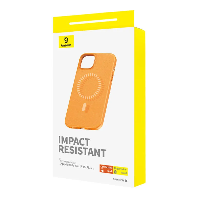 Magnetiline telefoniümbris iPhone 15 Plus Baseus Fauxther seeria (Oranž) universaalne