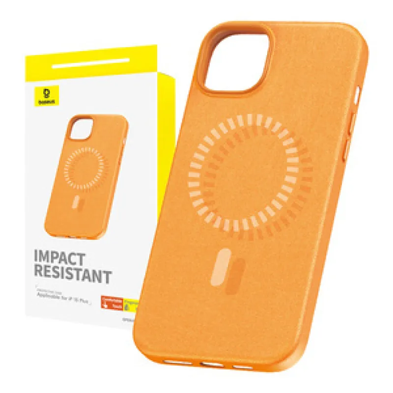 Magnetiline telefoniümbris iPhone 15 Plus Baseus Fauxther seeria (Oranž) universaalne