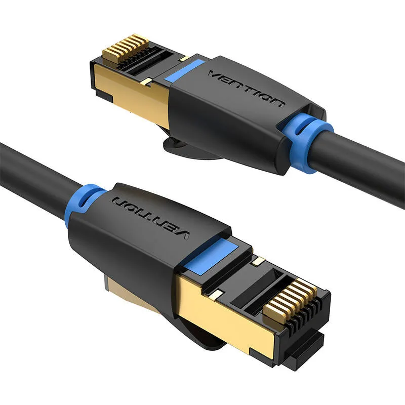 Võrgukaabel CAT8 SFTP Vention IKABF RJ45 Ethernet 40Gbps 1m Must universaalne