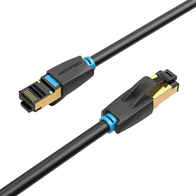 Võrgukaabel CAT8 SFTP Vention IKABF RJ45 Ethernet 40Gbps 1m Must universaalne