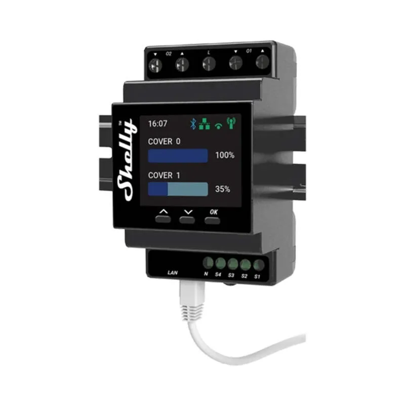 Shelly Pro Dual Cover PM DIN-raili topeltkontroller, WiFi (Võimsuse mõõtmine), universaalne