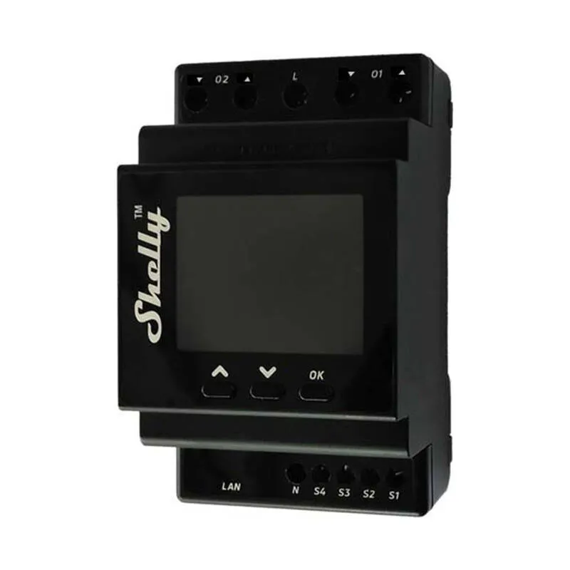 Shelly Pro Dual Cover PM DIN-raili topeltkontroller, WiFi (Võimsuse mõõtmine), universaalne
