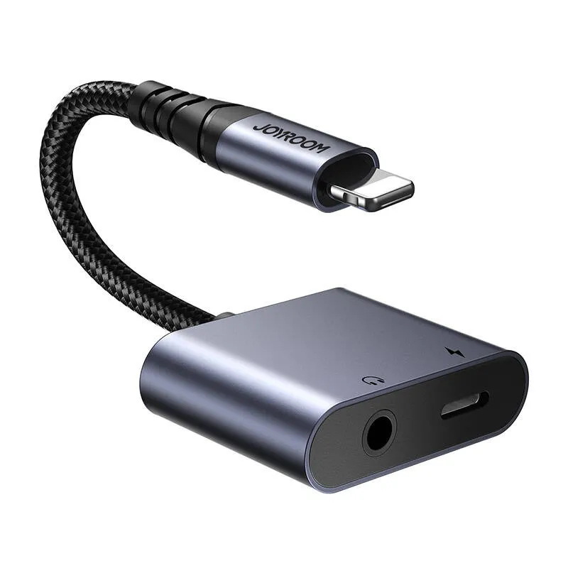 2-in-1 Helisüntesaadapter Joyroom SY-L01 Lightningist 3,5 mm kõlarini + Lightning (must) universaalne