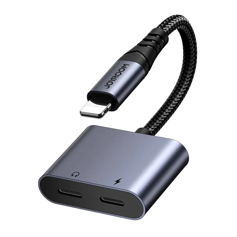 2-in-1 Helisüntesaadapter Joyroom SY-L01 Lightningist 3,5 mm kõlarini + Lightning (must) universaalne