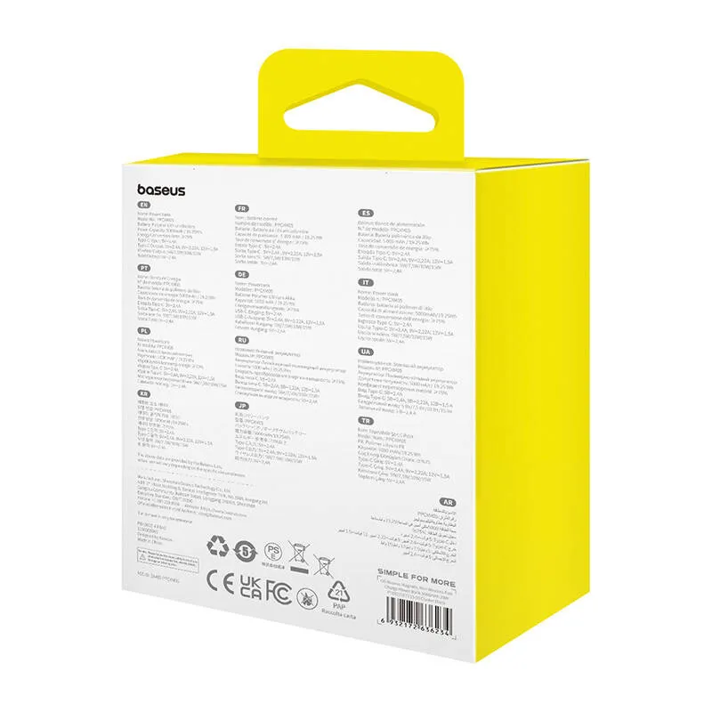 Magnetiline Mini Toitepank Baseus 5000mAh, USB-C 20W (must) universaalne