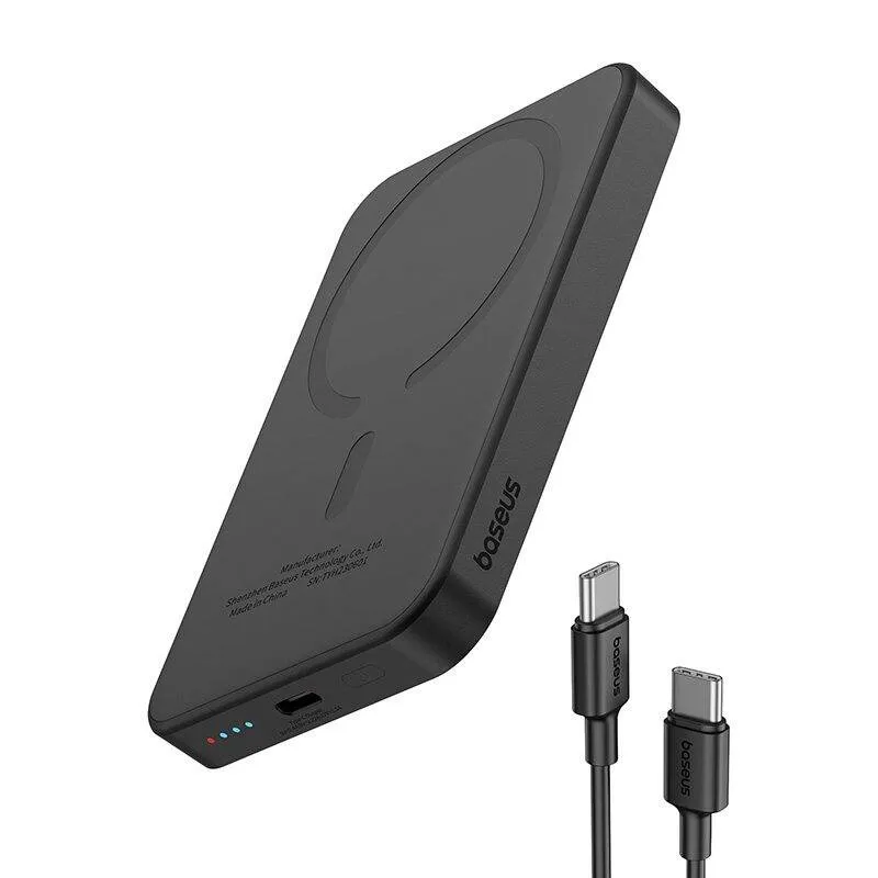 Magnetiline Mini Toitepank Baseus 5000mAh, USB-C 20W (must) universaalne
