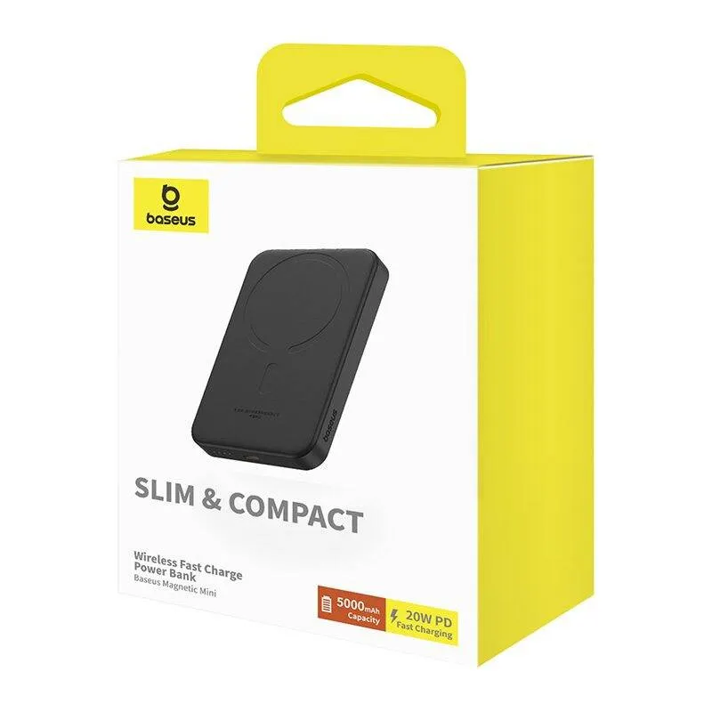 Magnetiline Mini Toitepank Baseus 5000mAh, USB-C 20W (must) universaalne