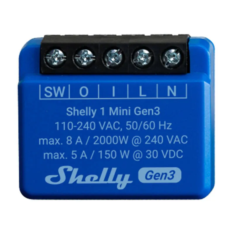 Shelly 1 Mini Gen3 Kontroller, WiFi/Bluetooth universaal