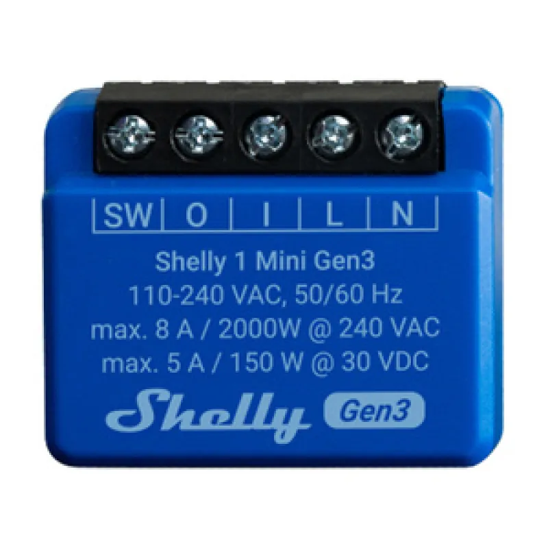 Shelly 1 Mini Gen3 Kontroller, WiFi/Bluetooth universaal