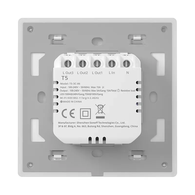 Smart WiFi Puutetundlik Seinalüliti Sonoff TX T5 2C (2-kanaliline) universaalne