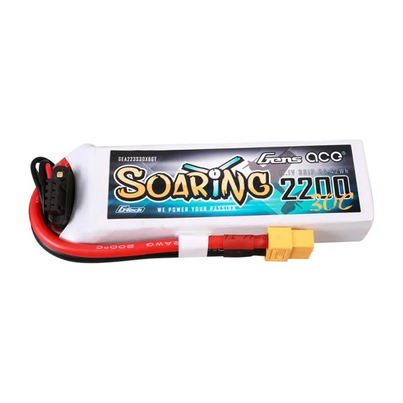Gens ace G-Tech Soaring 2200mAh 11.1V 30C 3S1P Lipo Aku universaalne