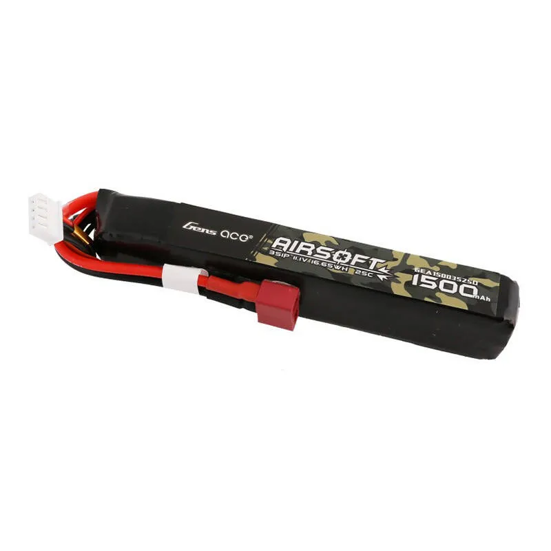 Gens ace 25C 1500mAh 3S1P 11.1V Airsoft Püssi Lipo Aku koos T pistikuga universaalne