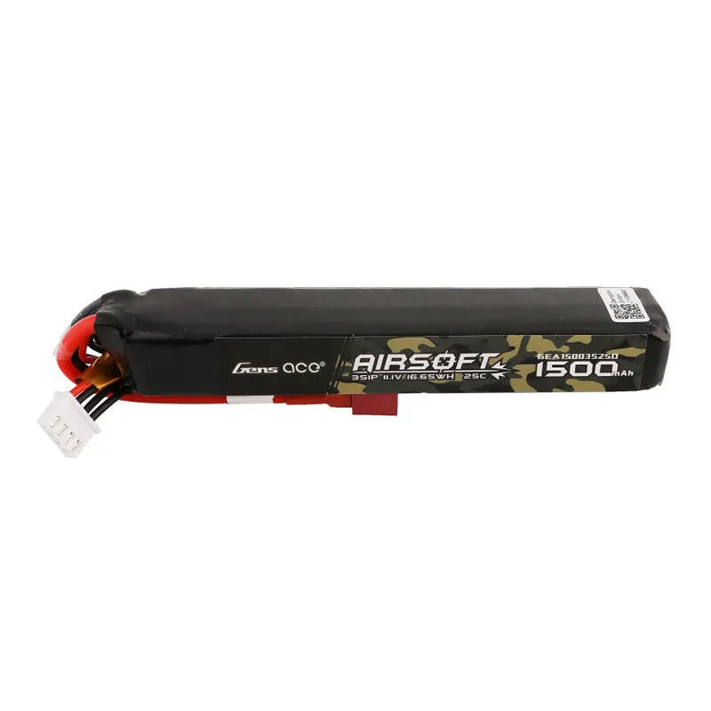 Gens ace 25C 1500mAh 3S1P 11.1V Airsoft Püssi Lipo Aku koos T pistikuga universaalne