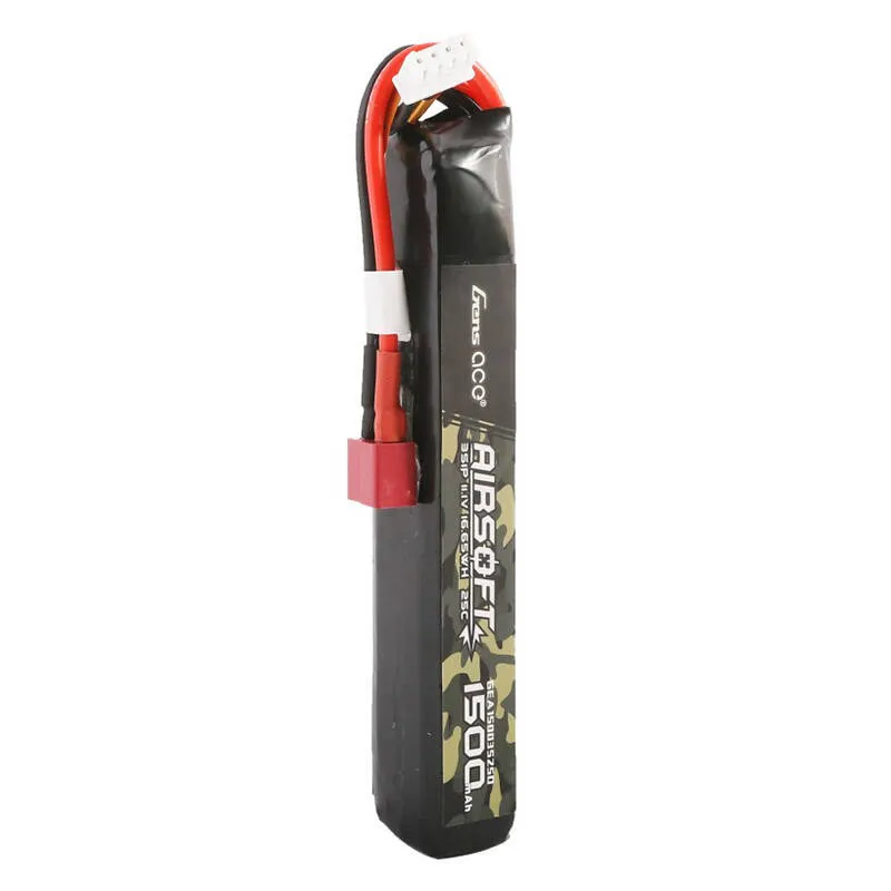 Gens ace 25C 1500mAh 3S1P 11.1V Airsoft Püssi Lipo Aku koos T pistikuga universaalne