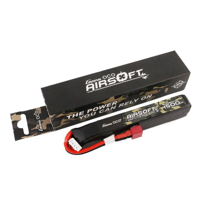 Gens ace 25C 1500mAh 3S1P 11.1V Airsoft Püssi Lipo Aku koos T pistikuga universaalne