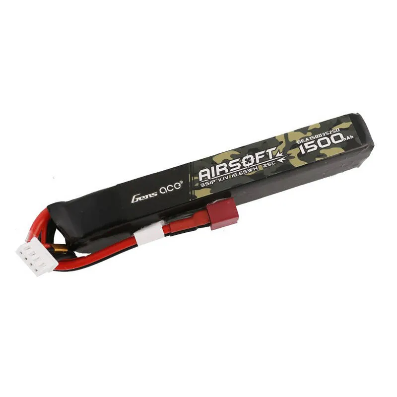 Gens ace 25C 1500mAh 3S1P 11.1V Airsoft Püssi Lipo Aku koos T pistikuga universaalne