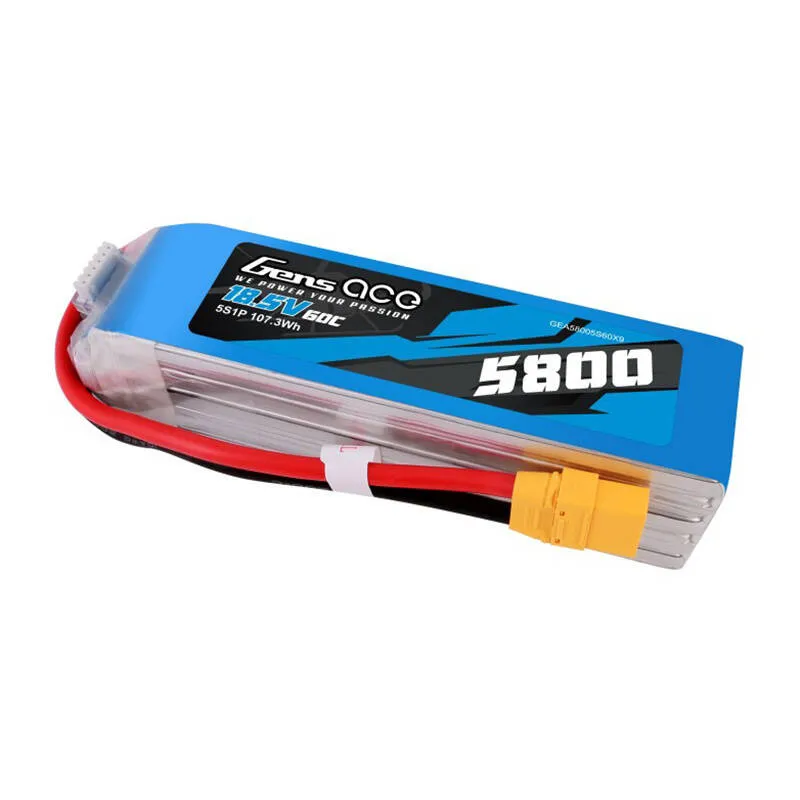 Gens Ace 5800mAh 60C 18,5V 5S1P Lipo aku komplekt koos XT90 pistikuga universaalne
