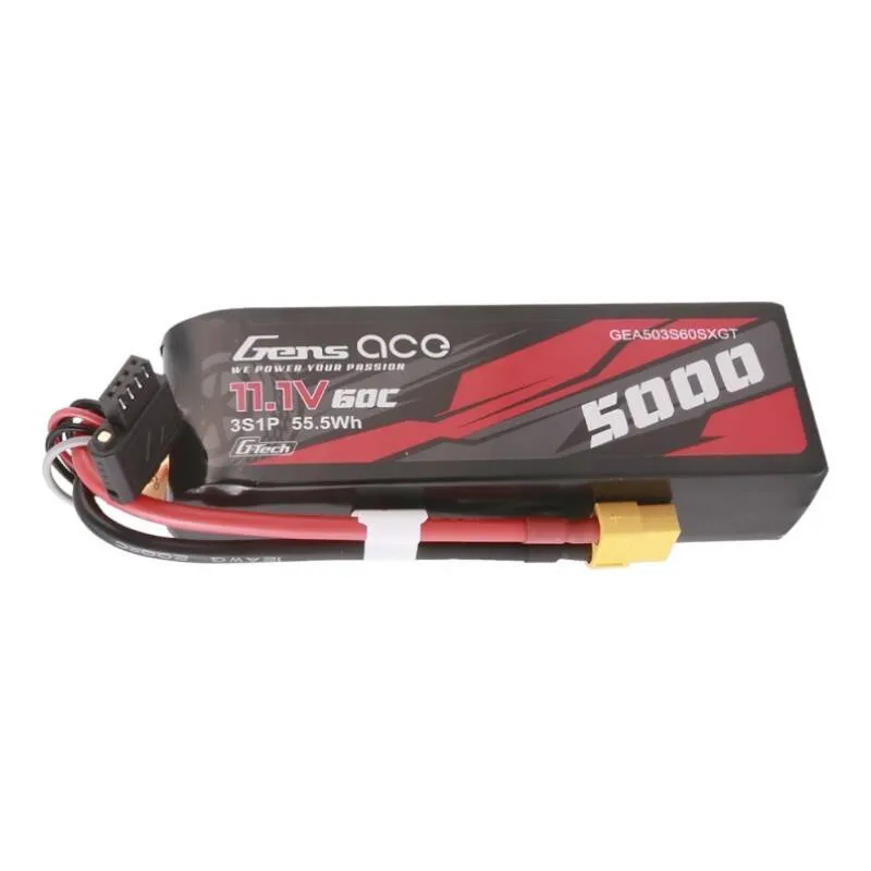 Gens ace G-Tech 5000mAh 11.1V 60C 3S1P Lipo akupank koos XT60 pistikuga, universaalne
