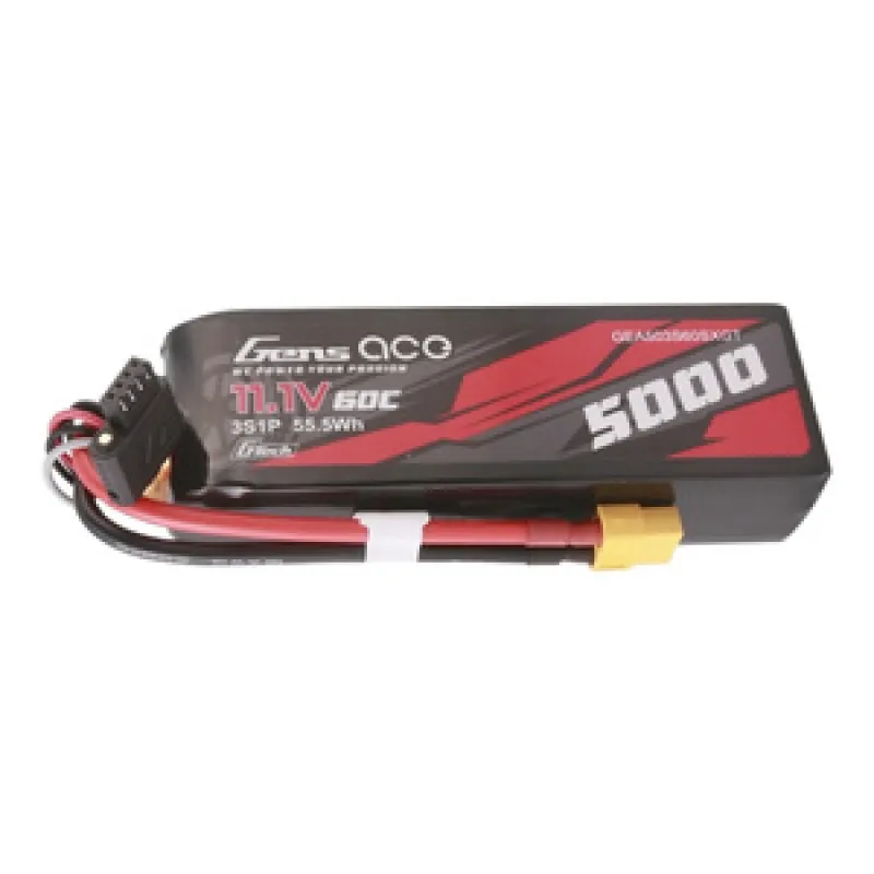Gens ace G-Tech 5000mAh 11.1V 60C 3S1P Lipo akupank koos XT60 pistikuga, universaalne