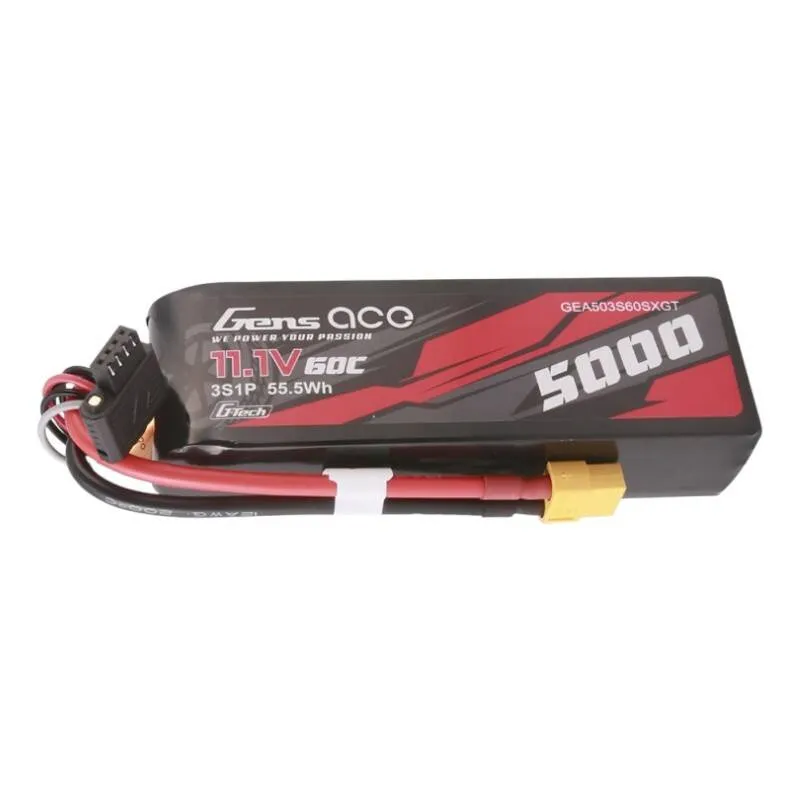 Gens ace G-Tech 5000mAh 11.1V 60C 3S1P lühikese suurusega Lipo aku XT60 pistikuga universaalne