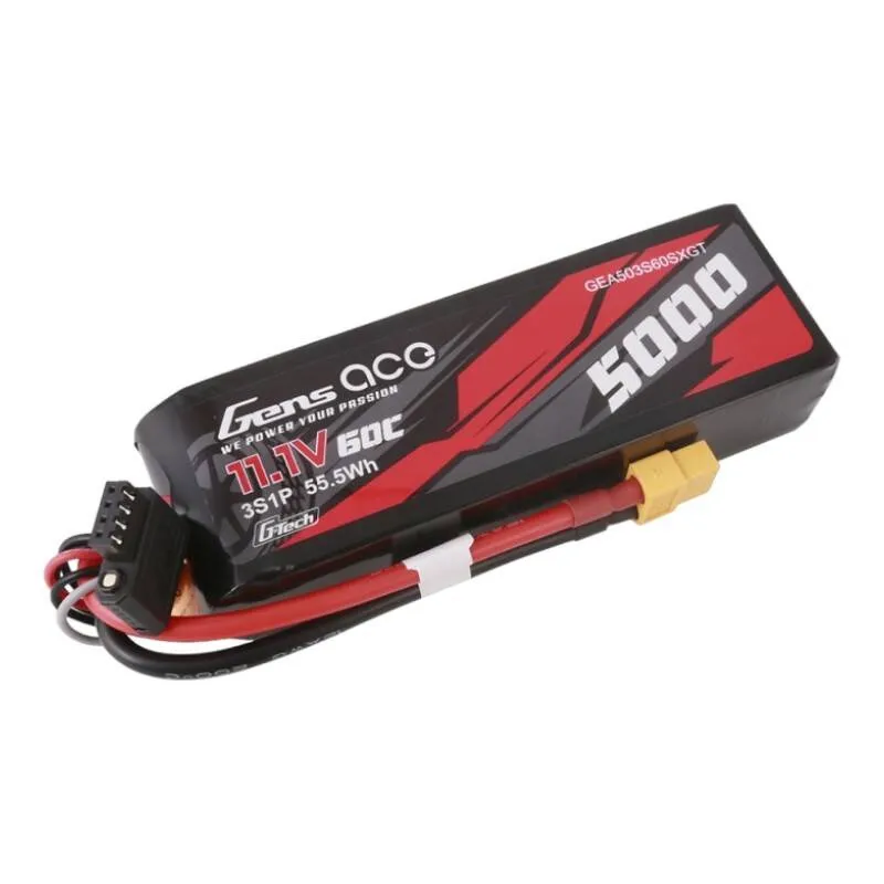 Gens ace G-Tech 5000mAh 11.1V 60C 3S1P lühikese suurusega Lipo aku XT60 pistikuga universaalne