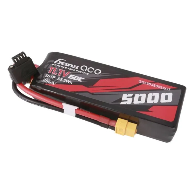 Gens ace G-Tech 5000mAh 11.1V 60C 3S1P lühikese suurusega Lipo aku XT60 pistikuga universaalne