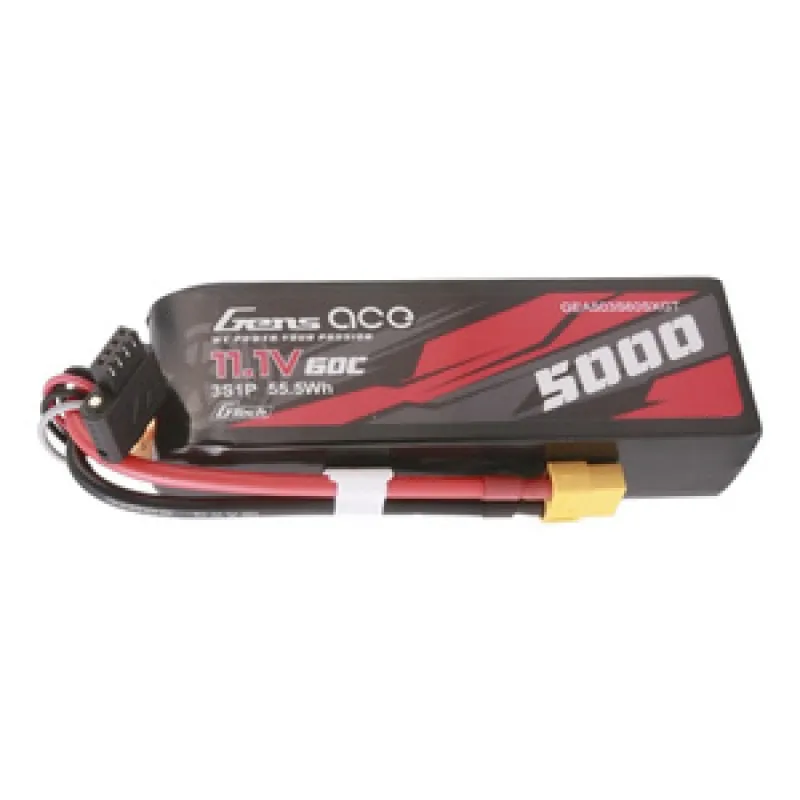 Gens ace G-Tech 5000mAh 11.1V 60C 3S1P lühikese suurusega Lipo aku XT60 pistikuga universaalne