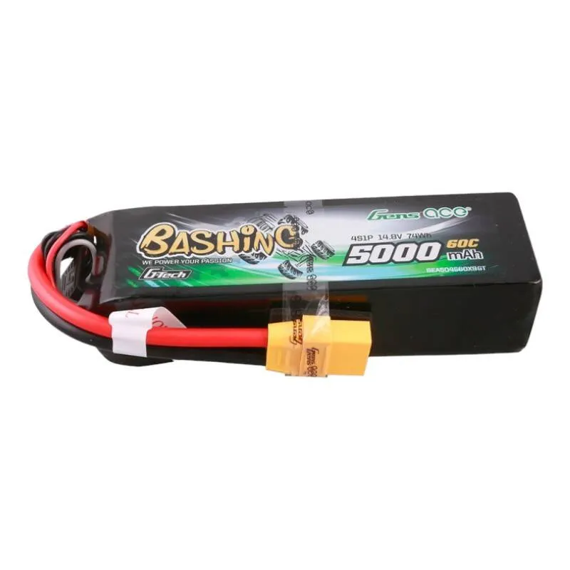 Gens ace G-Tech 5000mAh 14.8V 4S1P 60C Lipo aku komplekt koos XT90 pistikuga - Bashing Series universaalne