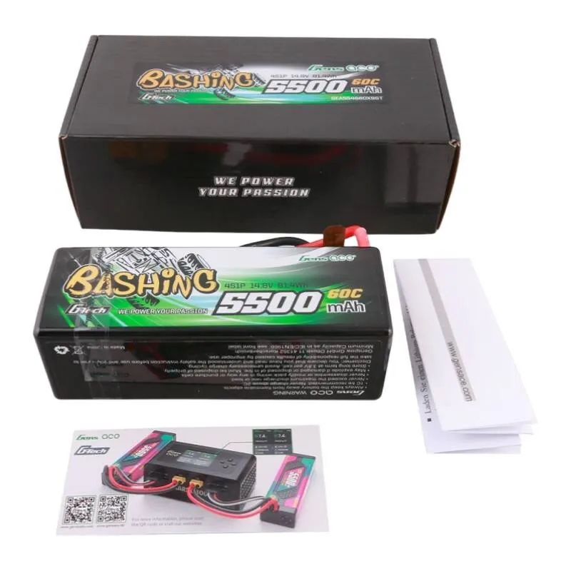 Gens ace G-Tech 5500mAh 4S1P 14.8V 60C Karmast kaitstud RC auto Lipo aku universaalne