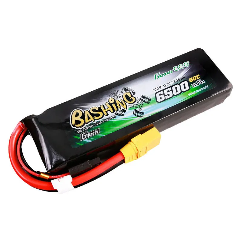 Gens ace G-Tech 6500mAh 11.1V 60C 3S1P Lipo aku komplekt koos XT90-Bashing seeria universaalse ühendusega