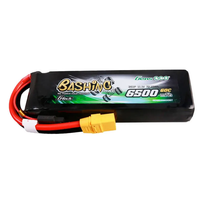Gens ace G-Tech 6500mAh 11.1V 60C 3S1P Lipo aku komplekt koos XT90-Bashing seeria universaalse ühendusega