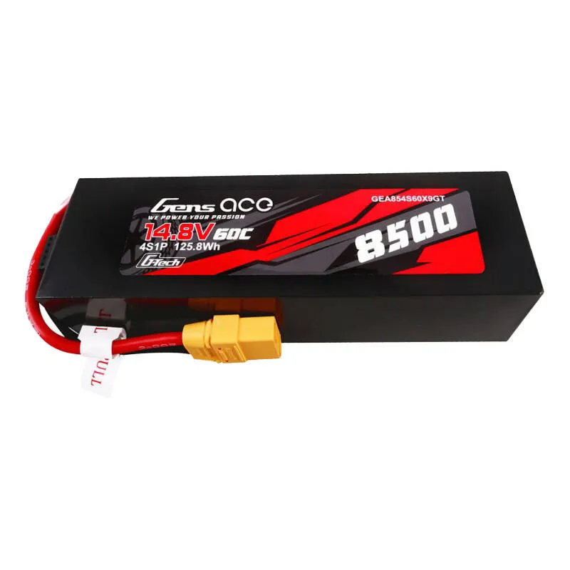 Gens ace G-Tech 8500mAh 14.8V 60C 4S1P Lipo aku komplekt PC-materjalist korpusega ja XT90 pistikuga, universaalne