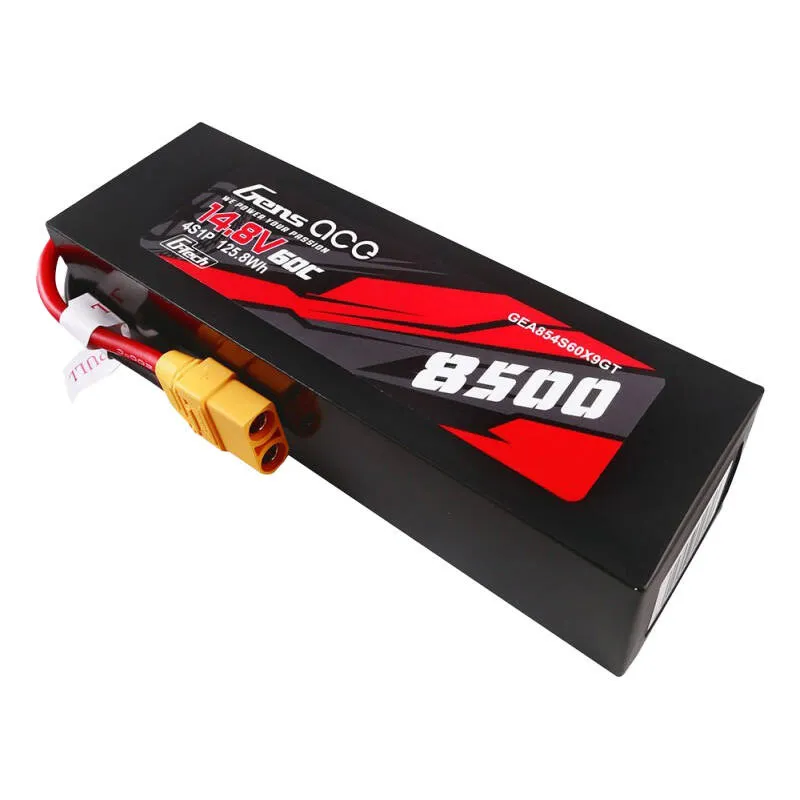 Gens ace G-Tech 8500mAh 14.8V 60C 4S1P Lipo aku komplekt PC-materjalist korpusega ja XT90 pistikuga, universaalne