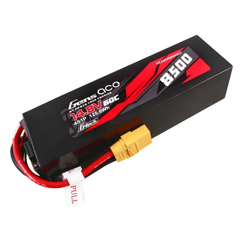 Gens ace G-Tech 8500mAh 14.8V 60C 4S1P Lipo aku komplekt PC-materjalist korpusega ja XT90 pistikuga, universaalne