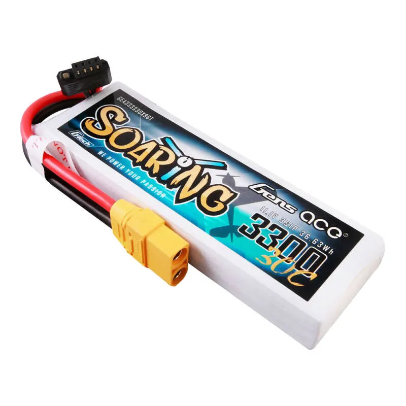 Gens ace G-Tech Soaring 3300mAh 11.1V 30C 3S1P Lipo aku komplekt XT90 pistikuga universaalne