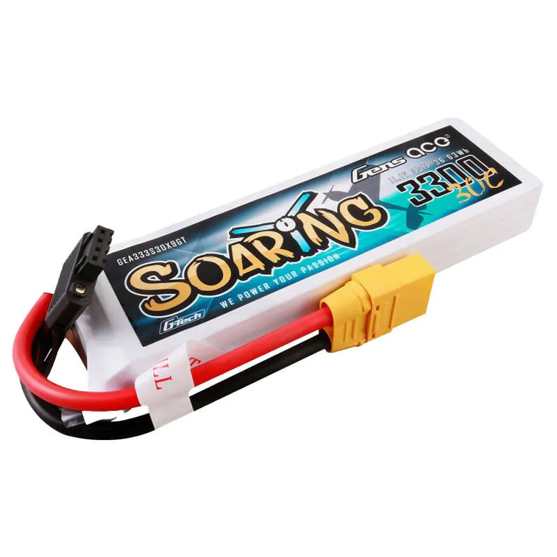 Gens ace G-Tech Soaring 3300mAh 11.1V 30C 3S1P Lipo aku komplekt XT90 pistikuga universaalne