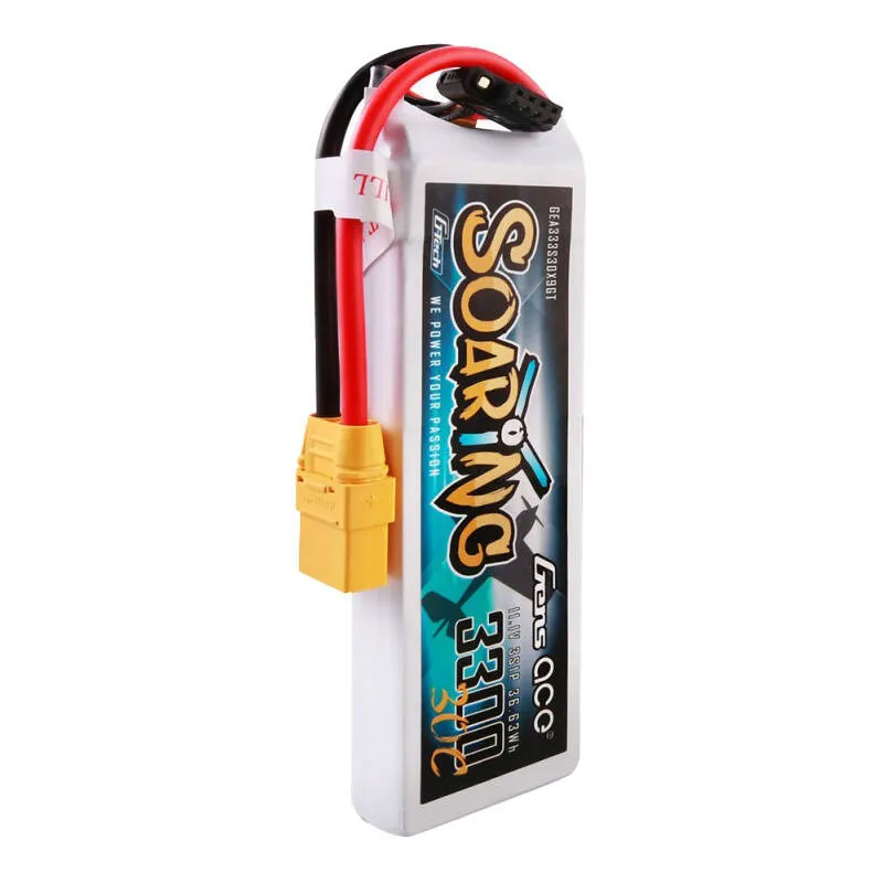 Gens ace G-Tech Soaring 3300mAh 11.1V 30C 3S1P Lipo aku komplekt XT90 pistikuga universaalne