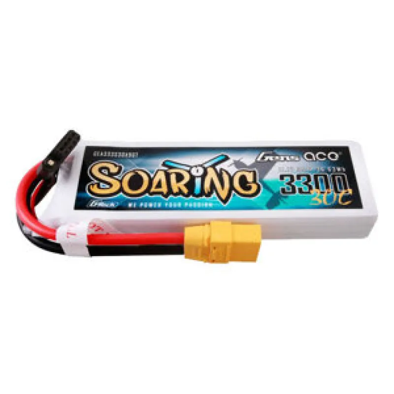 Gens ace G-Tech Soaring 3300mAh 11.1V 30C 3S1P Lipo aku komplekt XT90 pistikuga universaalne
