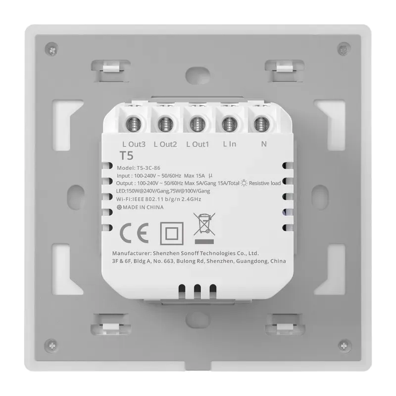 Smart Wi-Fi Puutetundlik Seinalüliti Sonoff TX T5 3C (3-kanaliline) universaalne