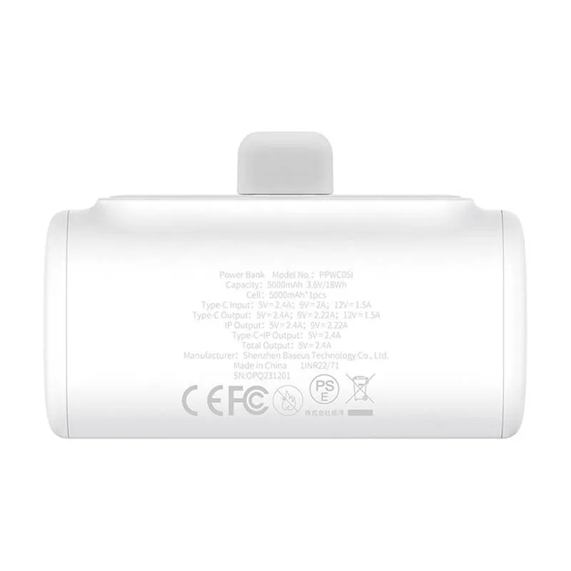 Powerbank OS-Baseus Compact IP 5000mAh 20W (valge) universaal