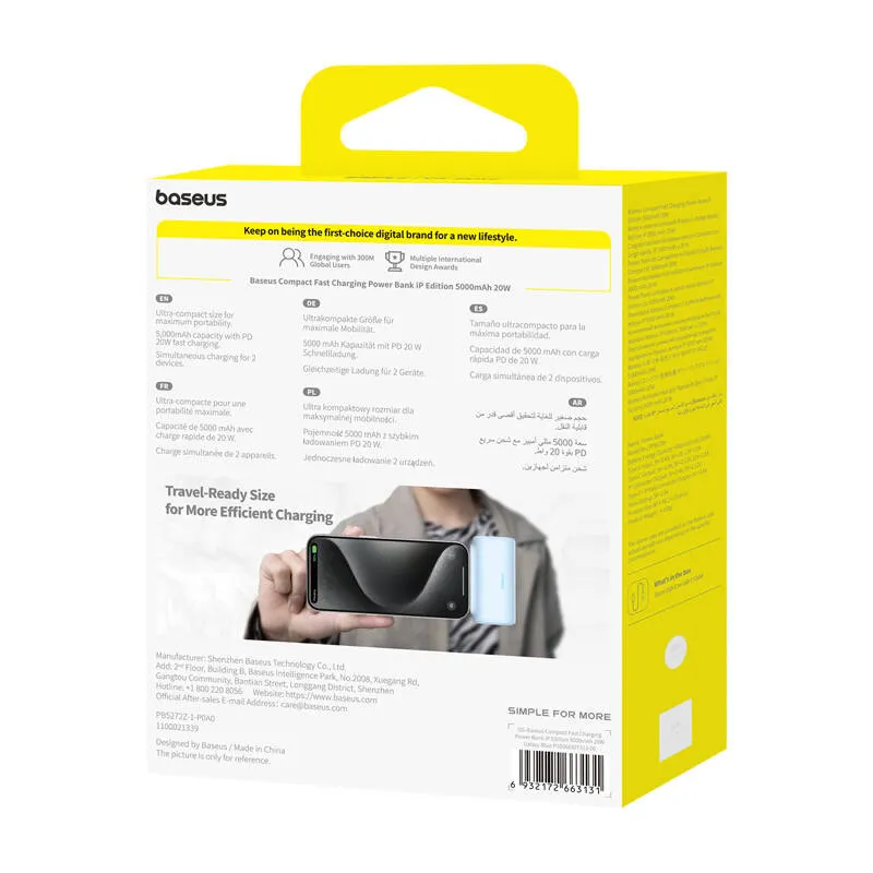 Powerbank OS-Baseus Compact IP 5000mAh 20W (sinine) universaal